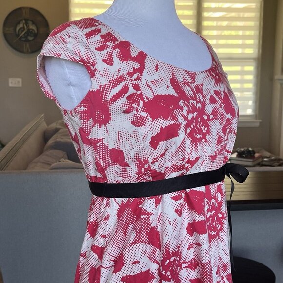 Motherhood Maternity Dress Size Small Pink White Midi Length Baby Shower Church - Picture 7 of 11